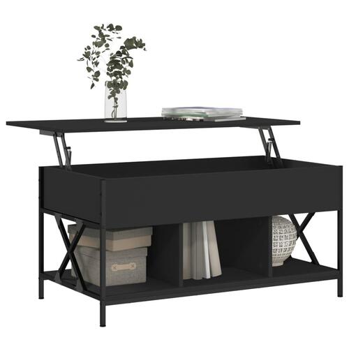 Sofabord 100x50x50 cm konstrueret træ og metal sort