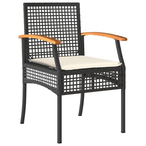 Spisebordssæt til haven 5 dele med hynder polyrattan sort