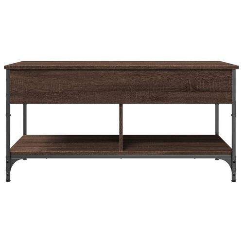 Sofabord 100x50x50 cm konstrueret træ og metal brunt eg