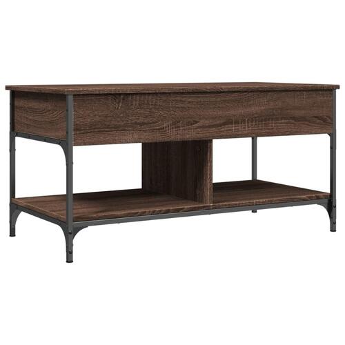 Sofabord 100x50x50 cm konstrueret træ og metal brunt eg
