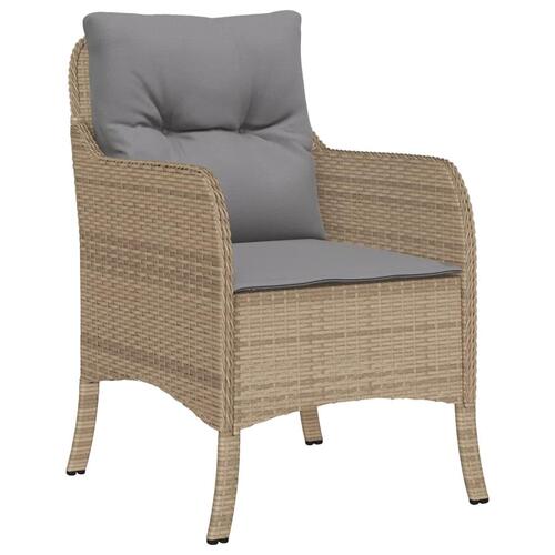 Havestole med hynder 2 stk. polyrattan blandet beige