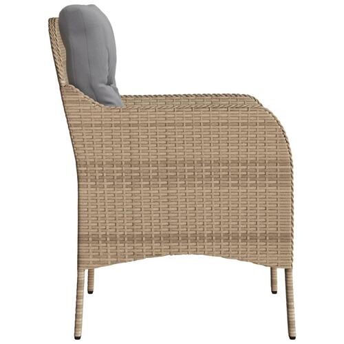 Havestole med hynder 2 stk. polyrattan blandet beige