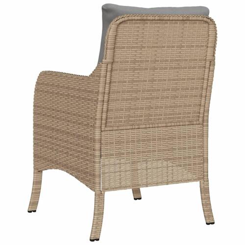 Havestole med hynder 2 stk. polyrattan blandet beige