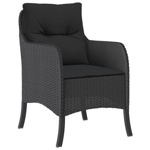 Spisebordssæt til haven 3 dele med hynder polyrattan sort