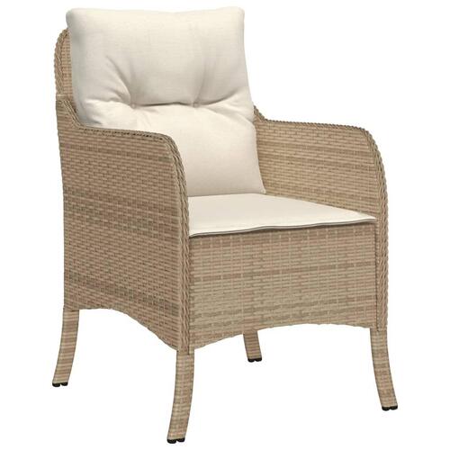 Spisebordssæt til haven 9 dele med hynder polyrattan beige