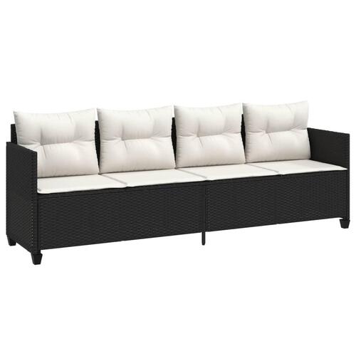 Loungesofa med hynder polyrattan sort