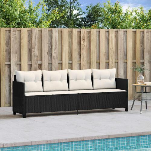 Loungesofa med hynder polyrattan sort
