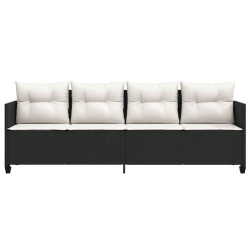Loungesofa med hynder polyrattan sort