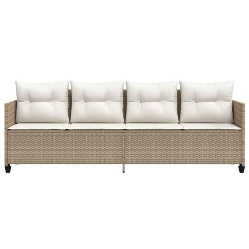 Loungesofa med hynder polyrattan beige