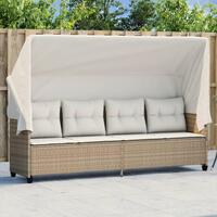 Loungesofa med baldakin og hynder polyrattan beige