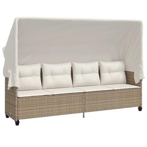 Loungesofa med baldakin og hynder polyrattan beige