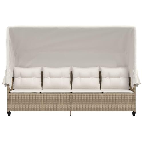 Loungesofa med baldakin og hynder polyrattan beige