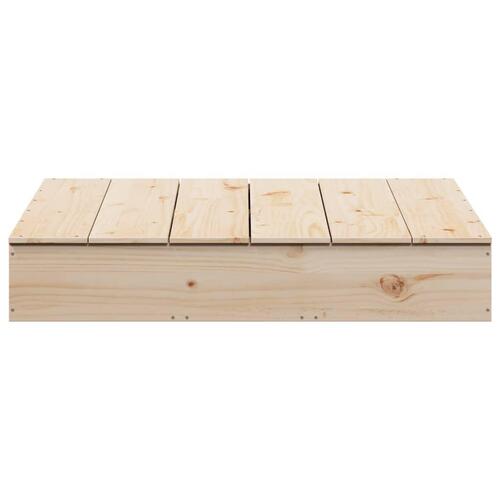 Sandkasse med låg 111x111x19,5 cm massivt fyrretræ