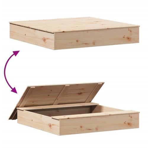 Sandkasse med låg 111x111x19,5 cm massivt fyrretræ