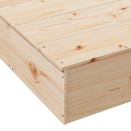 Sandkasse med låg 111x111x19,5 cm massivt fyrretræ