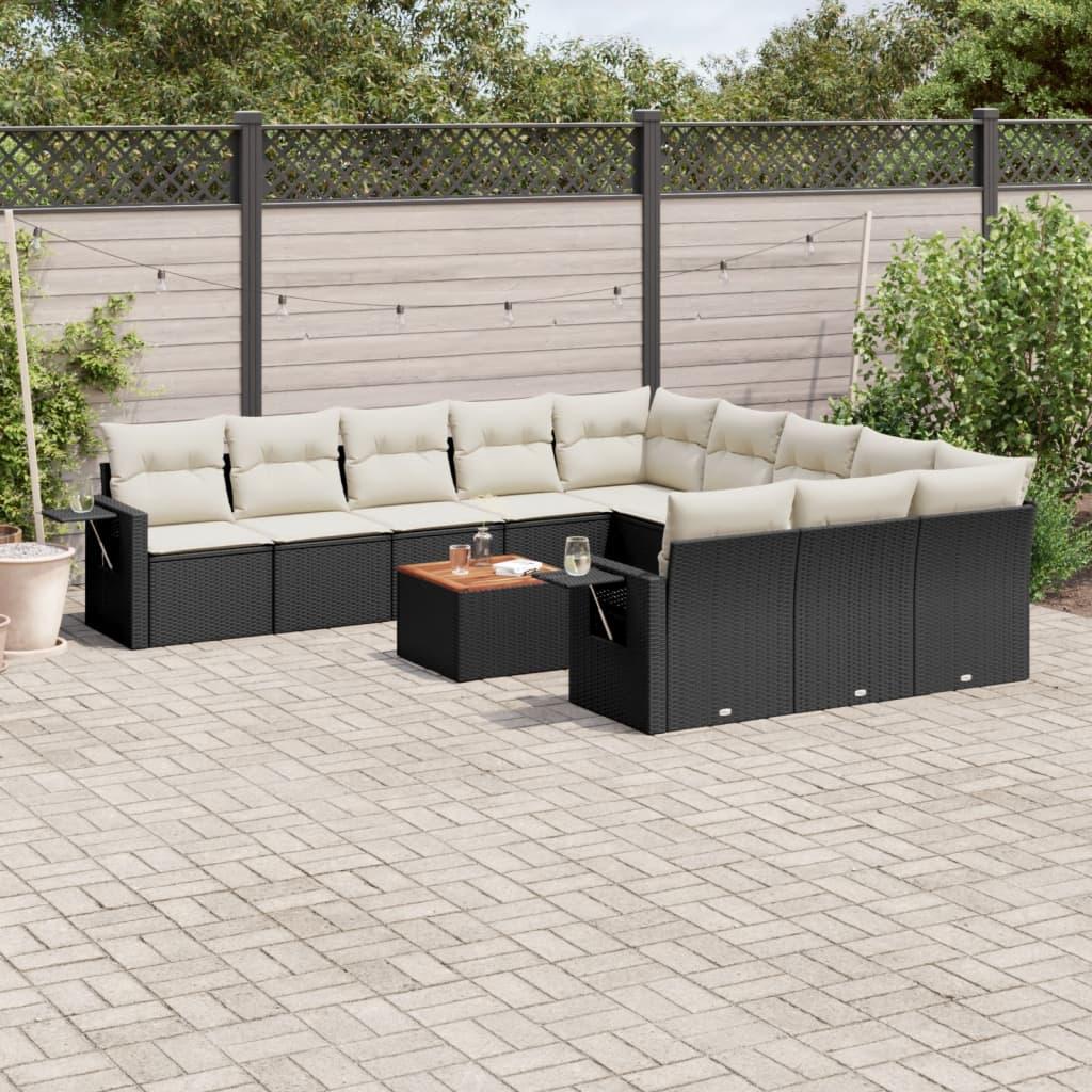 Sofasæt til haven 12 dele med hynder polyrattan sort billede