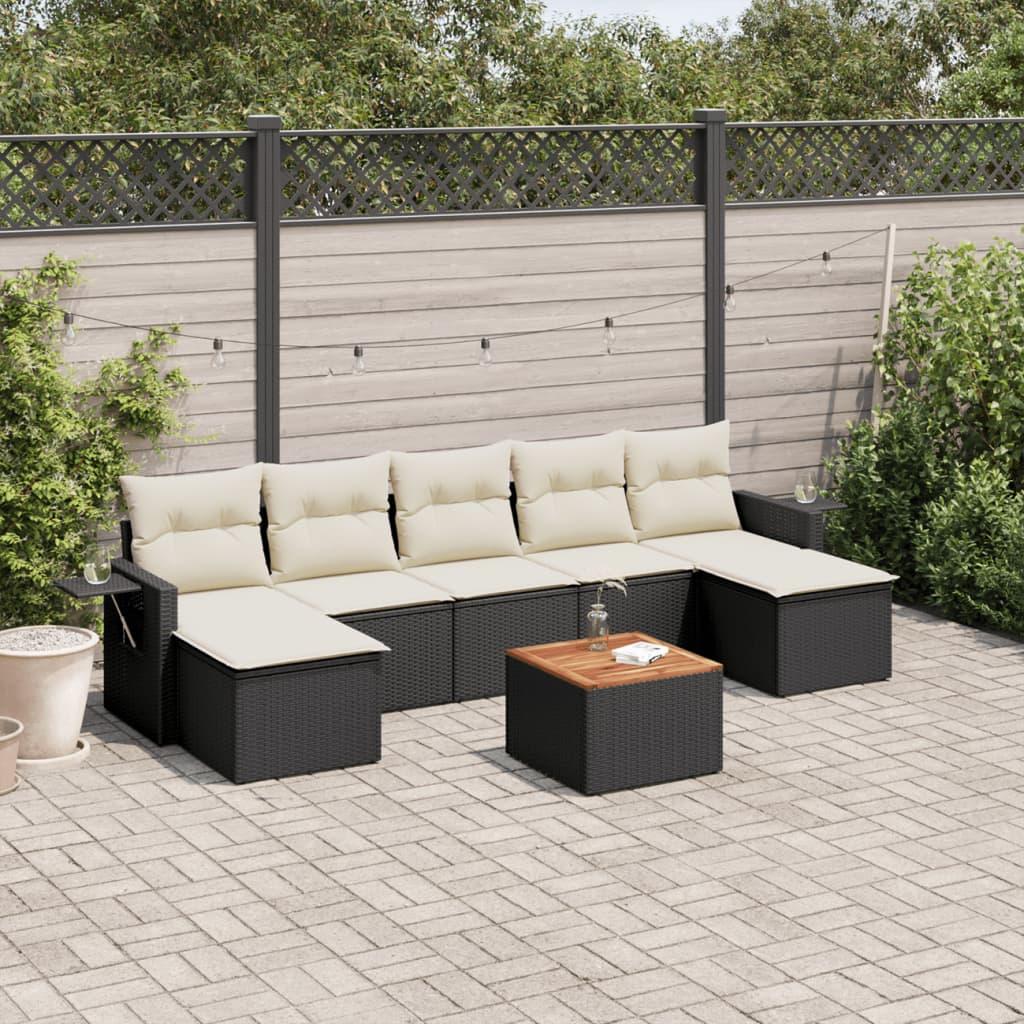 Sofasæt til haven 8 dele med hynder polyrattan sort billede