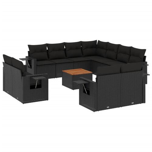 Sofasæt til haven 12 dele med hynder polyrattan sort