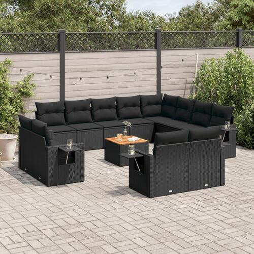 Sofasæt til haven 13 dele med hynder polyrattan sort