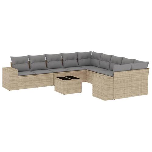 Sofasæt til haven 11 dele med hynder polyrattan beige