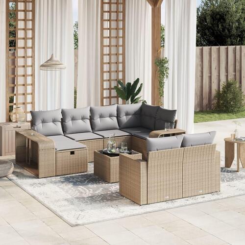 Sofasæt til haven 11 dele med hynder polyrattan beige