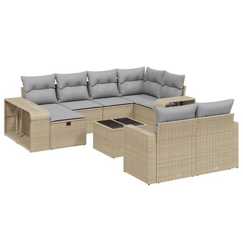 Sofasæt til haven 11 dele med hynder polyrattan beige