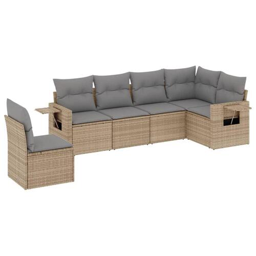 Sofasæt til haven 6 dele med hynder polyrattan beige