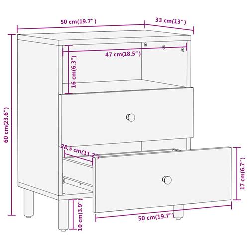 Sengebord 50x33x60 cm massivt mangotræ