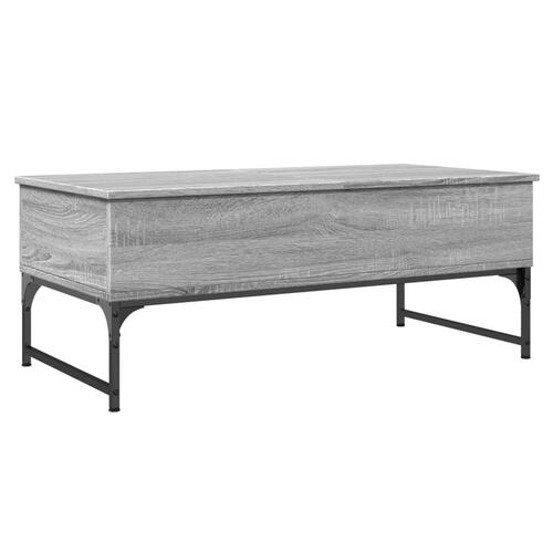 Sofabord 100x50x40 cm konstrueret træ og metal grå sonoma-eg