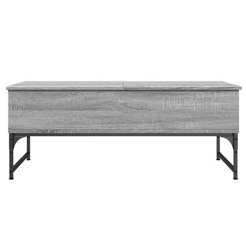 Sofabord 100x50x40 cm konstrueret træ og metal grå sonoma-eg