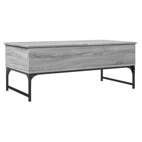 Sofabord 100x50x40 cm konstrueret træ og metal grå sonoma-eg