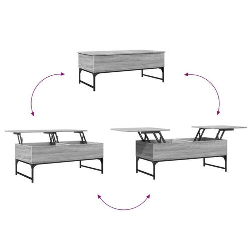 Sofabord 100x50x40 cm konstrueret træ og metal grå sonoma-eg