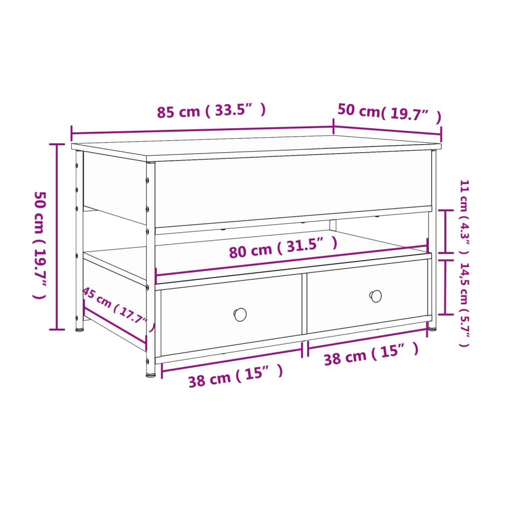 Sofabord 85x50x50 cm konstrueret træ og metal sonoma-eg