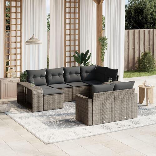 Sofasæt til haven 10 dele med hynder polyrattan grå
