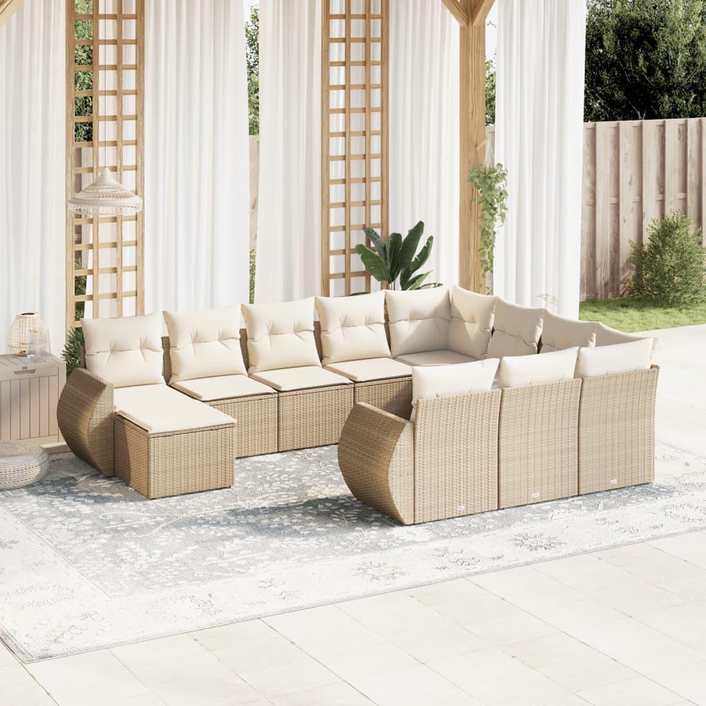 Sofasæt til haven 11 dele med hynder polyrattan beige