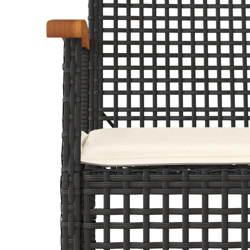 Spisebordssæt til haven 7 dele med hynder polyrattan sort