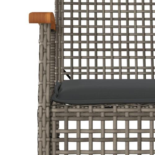 Spisebordssæt til haven 7 dele med hynder polyrattan grå
