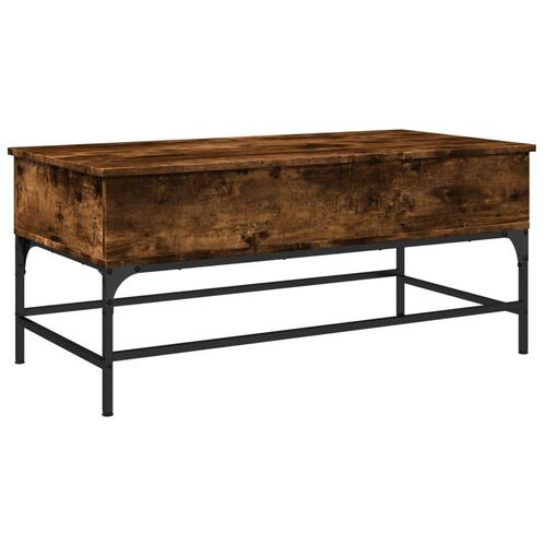 Sofabord 100x50x45 cm konstrueret træ og metal røget egetræ