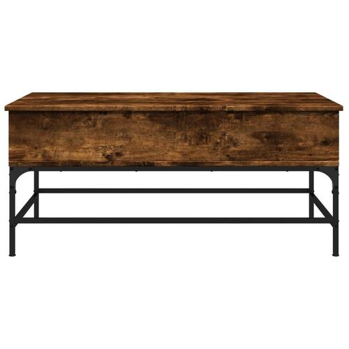 Sofabord 100x50x45 cm konstrueret træ og metal røget egetræ