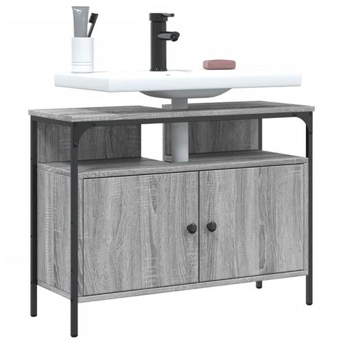 Underskab til vask 80x30x60 cm konstrueret træ grå sonoma-eg
