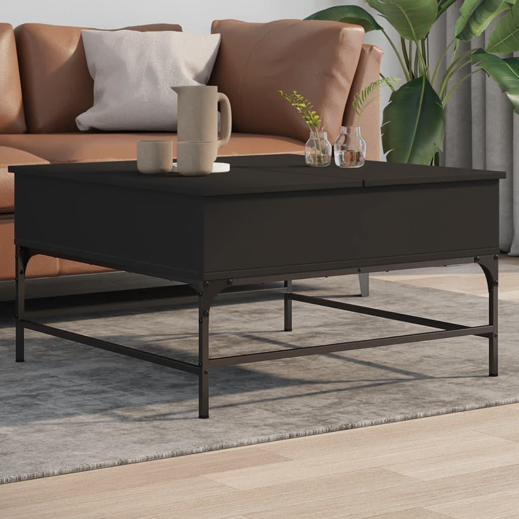 Sofabord 80x80x45 cm konstrueret træ og metal sort