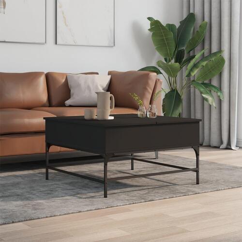 Sofabord 80x80x45 cm konstrueret træ og metal sort