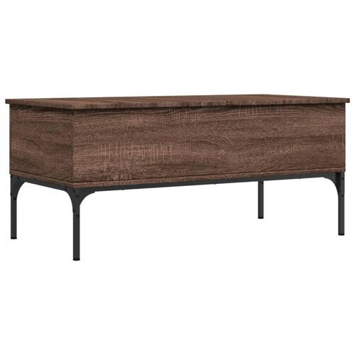 Sofabord 100x50x45 cm konstrueret træ og metal brunt egetræ