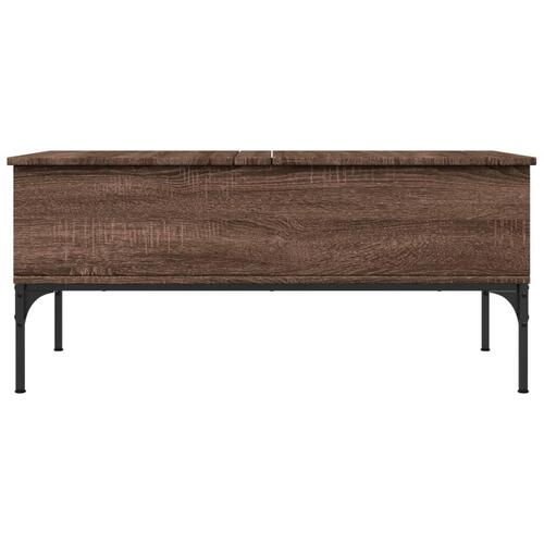 Sofabord 100x50x45 cm konstrueret træ og metal brunt egetræ