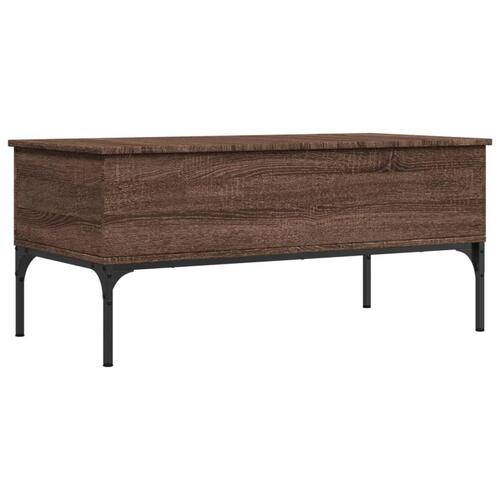Sofabord 100x50x45 cm konstrueret træ og metal brunt egetræ