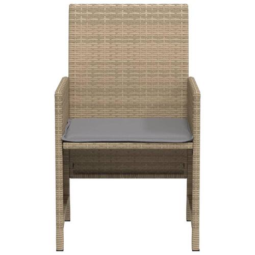 Bistrosæt til haven 3 dele med hynder polyrattan blandet beige