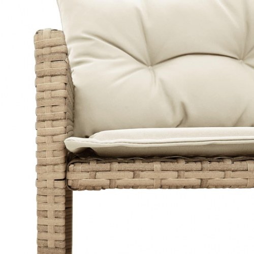 Havesofa med bord og hynder L-formet polyrattan beige