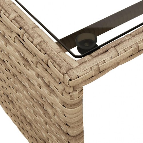 Havesofa med bord og hynder L-formet polyrattan beige