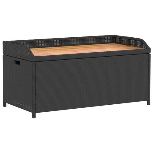 Opbevaringsbænk 100x50x52 cm polyrattan og akacietræ sort