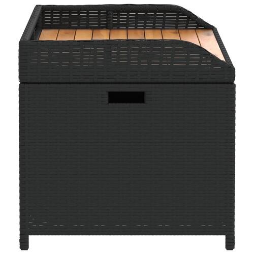 Opbevaringsbænk 100x50x52 cm polyrattan og akacietræ sort